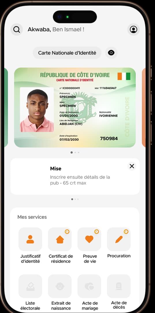 iPhone CI Identité avec CNI